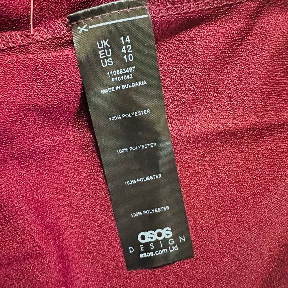 ASOS Draped Neck Off Shoulder Pleated Maxi Dress Size 10 Burgundy NEW - Picture 8 of 11